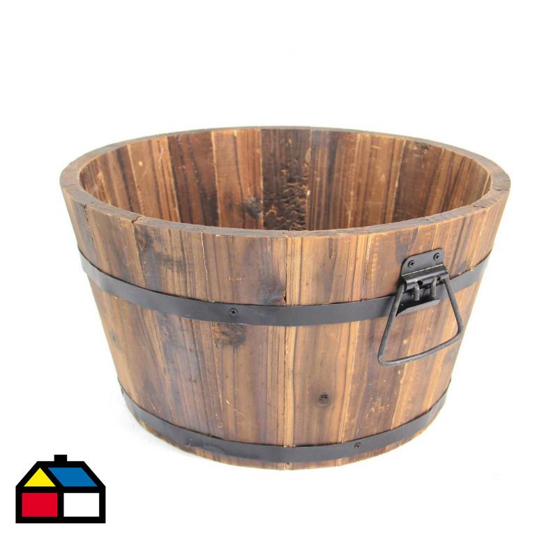 CASA BONITA - Macetero de madera tipo barril 29x16,5 cm.