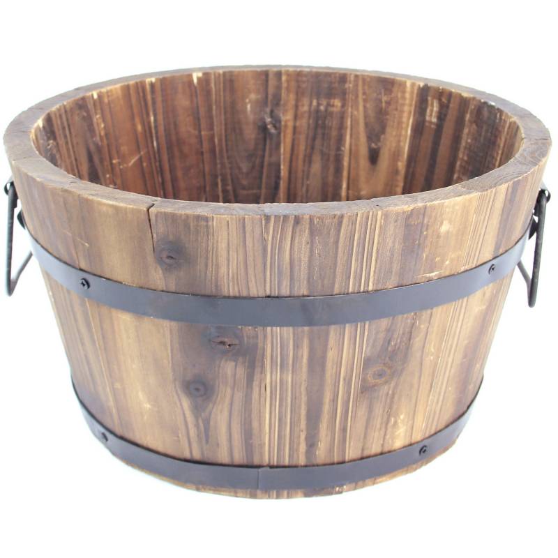 CASA BONITA - Macetero tipo barril de madera 36x20 cm