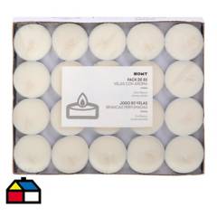 HOMY - Set de velas tealight vainilla 80 unidades blanco