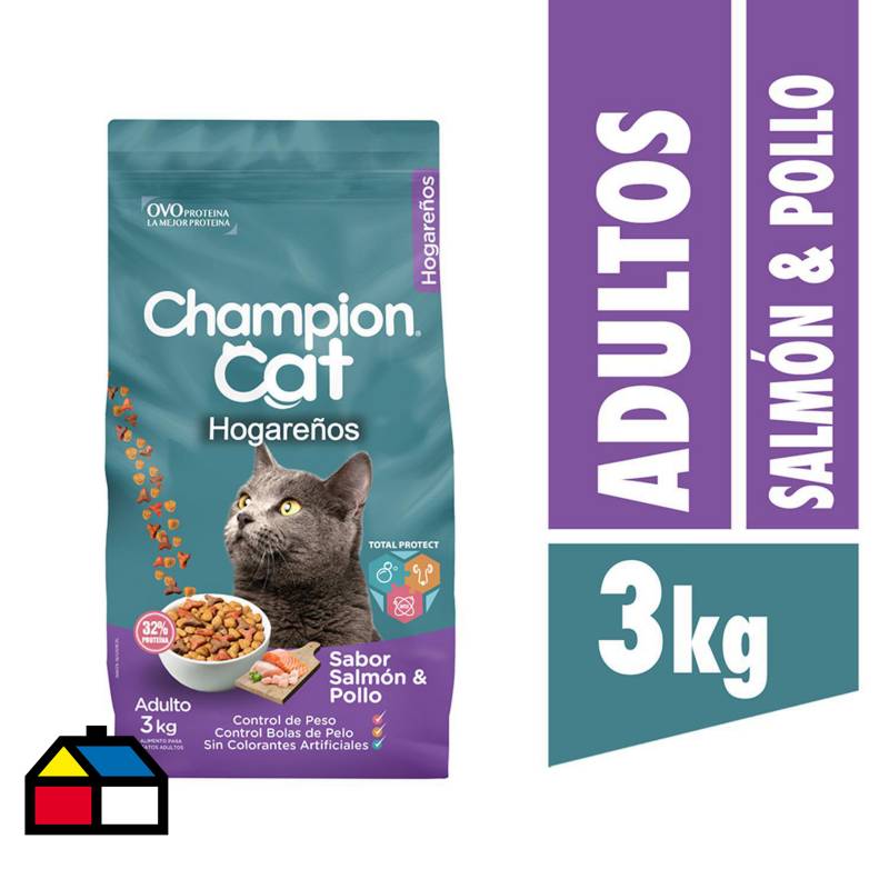 CHAMPION CAT - Alimento seco para Gato Adulto Pollo y salmón 3 kg