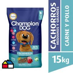 CHAMPION DOG - Alimento seco para cachorro 15 kg carne, pollo y leche