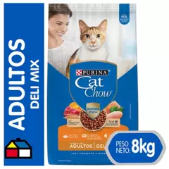 CAT CHOW - Alimento seco para Gato Adulto Pollo, carne y salmón 8 kg