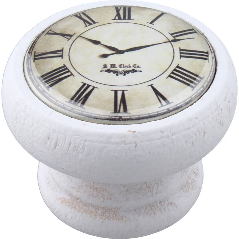 FIXSER - Perilla 40 mm madera blanca reloj blanco