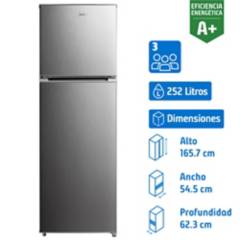 MIDEA - Refrigerador no frost 252 litros gris