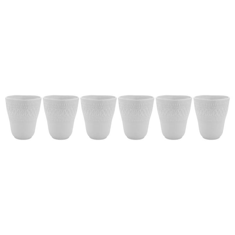 DECOEXPRESS - Set Vasos de Cerámica 200 ml 6 Unidades Blanco