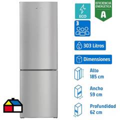 MADEMSA - Refrigerador Bottom Freezer Frío Directo 303 Litros Inox Nordik 480 Plus