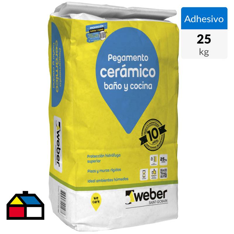 WEBER - Adhesivo ceramico piso/muro superficie hidrofugo 25kg