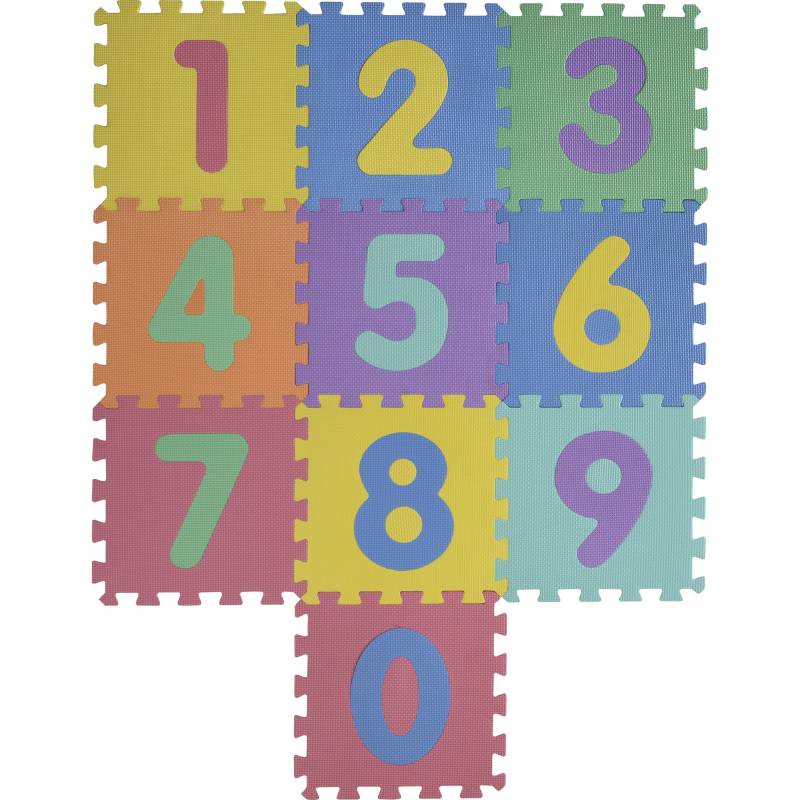 JUST HOME COLLECTION - Alfombra Puzzle Números 30x30 cm 10 piezas