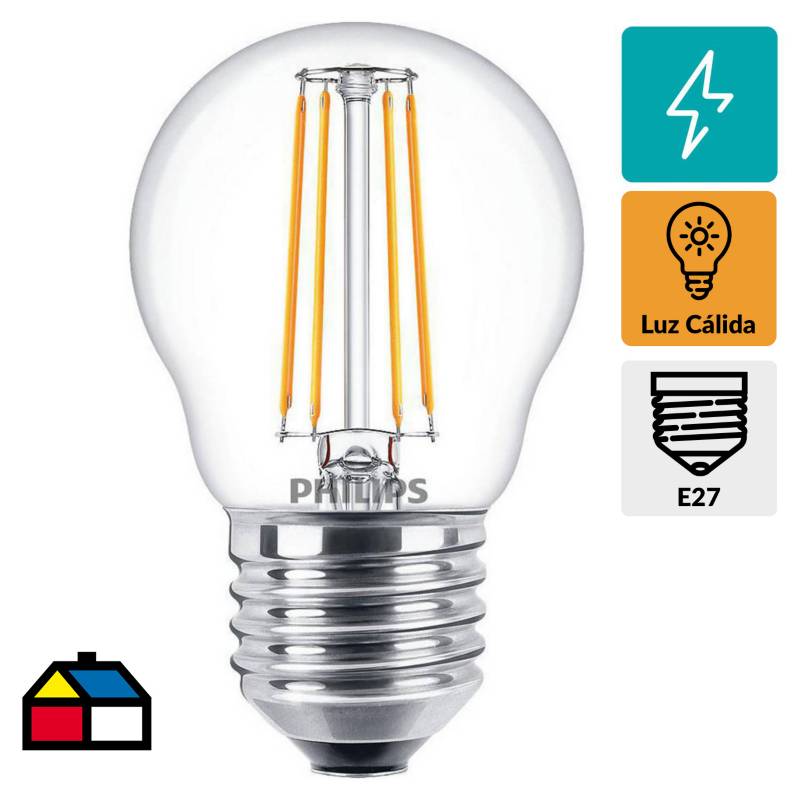 PHILIPS - Ampolleta LED de filamento E27 40W luz cálida