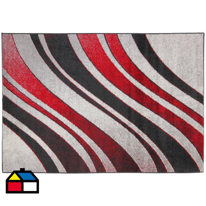 JUST HOME COLLECTION - Alfombra lotto ondas 133x190 cm blanco y rojo