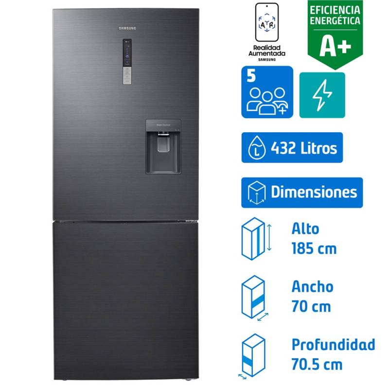SAMSUNG - Refrigerador no frost bottom freezer 432 litros gris