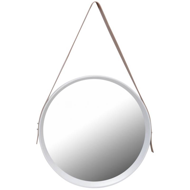 VGO - Espejo circular 40x40 cm con correa blanco