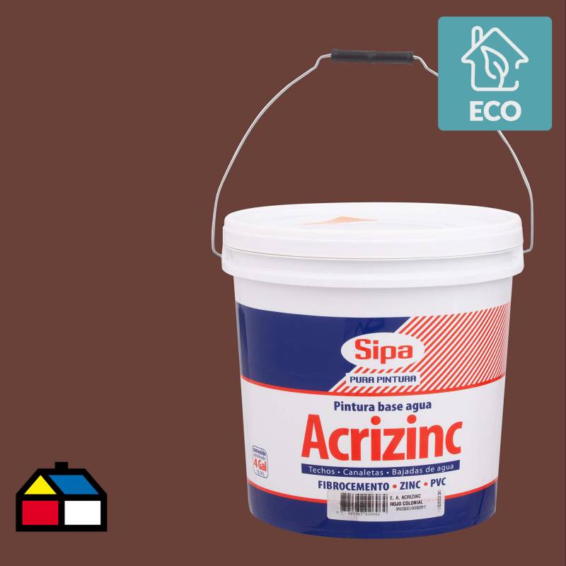 SIPA - Esmalte al agua Acrizinc rojo colonial 4 gl