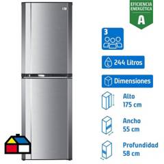 FENSA - Refrigerador frío directo bottom freezer 244 litros gris.