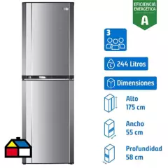 FENSA - Refrigerador Bottom Freezer Frío Directo 244 Litros Inox 3100 Plus