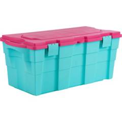 WENCO - Baúl organizador 100 litros 40x45x94 cm verde agua/rosado