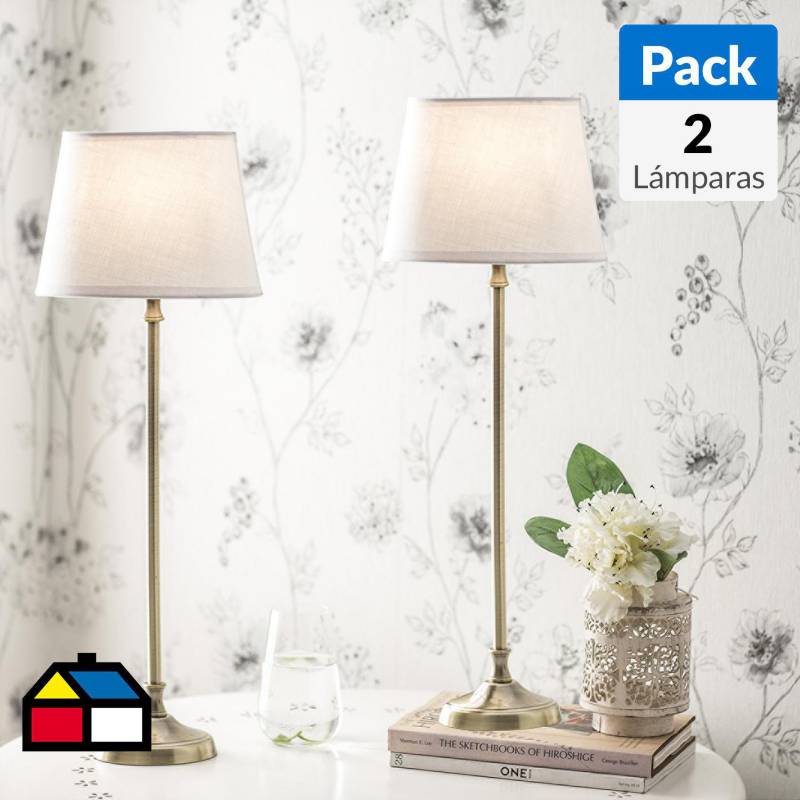 JUST HOME COLLECTION - Pack lámpara de mesa Bursa 1 luz blanco