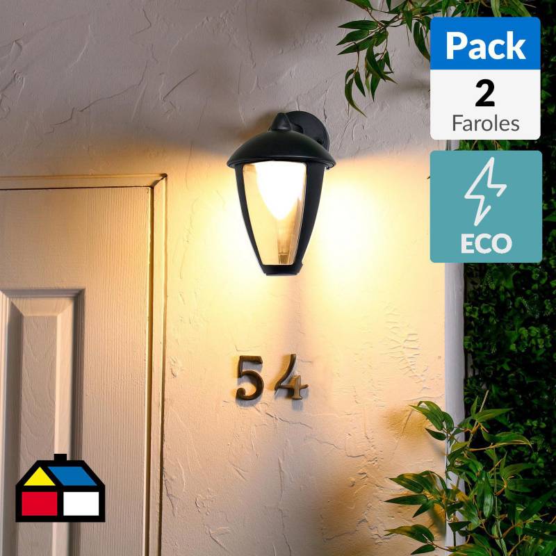 JUST HOME COLLECTION - Pack 2 faroles LED 8W Negro