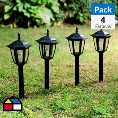 JUST HOME COLLECTION - Pack 4 estacas solares LED Negro