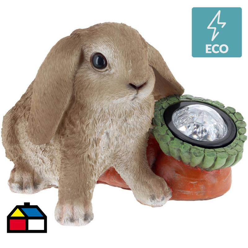 JUST HOME COLLECTION - Conejo solar decorativo de poliresina 15 cm