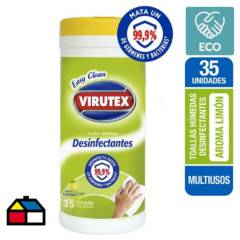 VIRUTEX - Toallas húmedas desinfectantes multiuso x35un limón