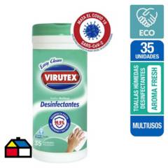 VIRUTEX - Toallas húmedas desinfectantes multiuso x35un fresh