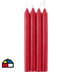 HOMY - Set de velas para candelabro frutilla 4 unidades rojo