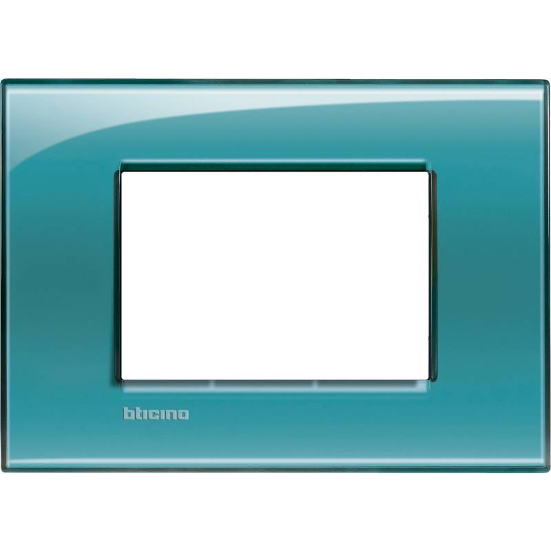 BTICINO - Placa rectangular 3 módulos verde