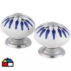 FIXSER - Set de perillas porcelana 40 mm 2 unidades azul