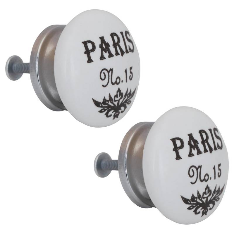 FIXSER - Set de perillas París porcelana 40 mm 2 unidades