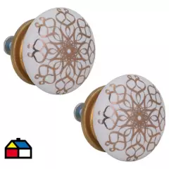 FIXSER - Set de perillas porcelana arabesco 2 unidades