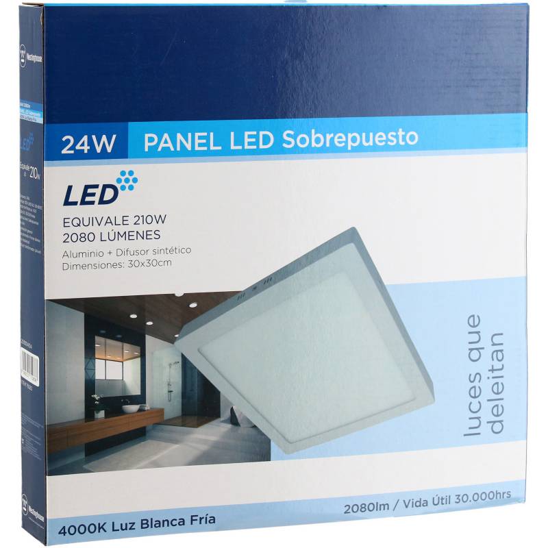 Panel LED cuadrado 31,5 cm 24 W luz día