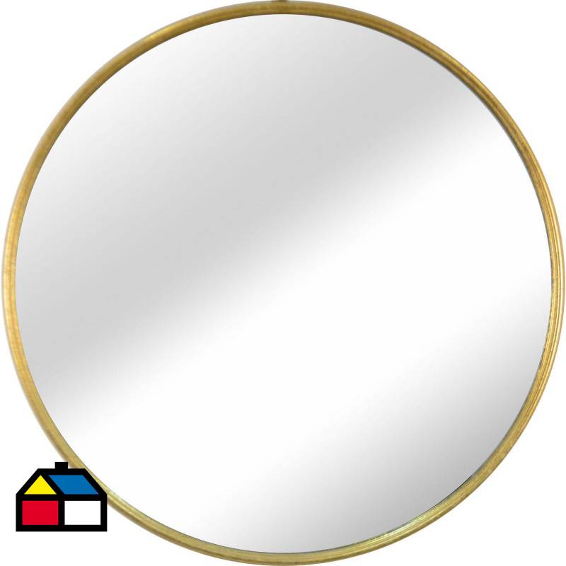 Espejo redondo metálico dorado 71 cm