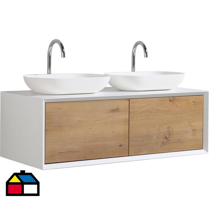SENSI DACQUA - Mueble vanitorio doble 1,2 m blanco madera