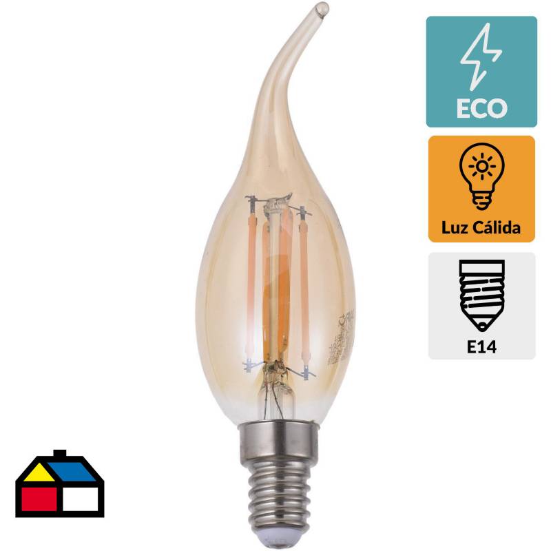DAIRU - Ampolleta LED filamentos E14 4W luz cálida