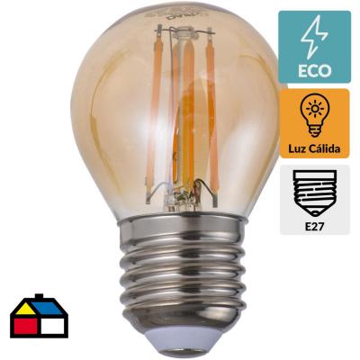 Ampolleta LED filamentos E27 4W luz cálida.