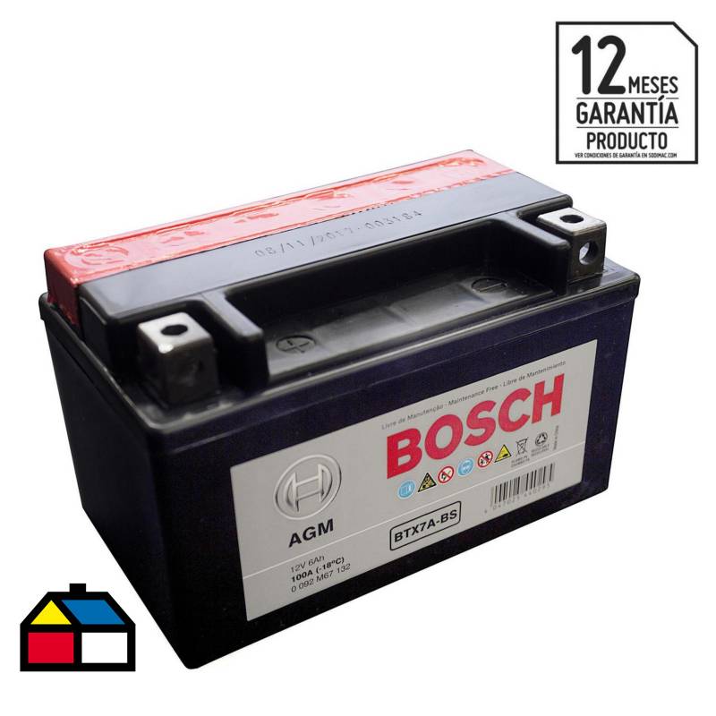 BOSCH - Batería para moto 6 A positivo izquierdo 100 CCA