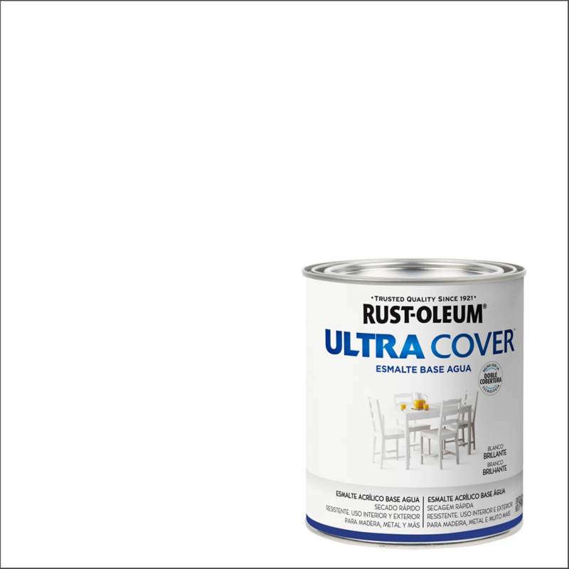 RUST OLEUM - Esmalte al agua Ultra Cover blanco brillante 1/4 gl