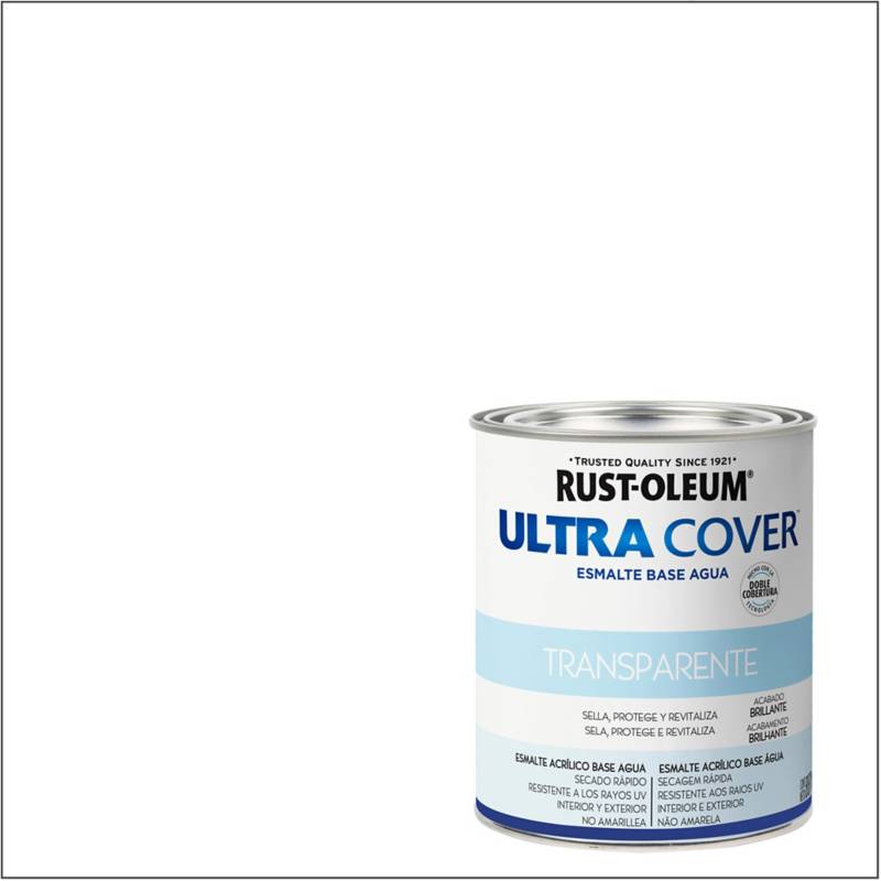 RUST OLEUM - Esmalte al agua Ultra Cover transparente brillante 1/4 gl