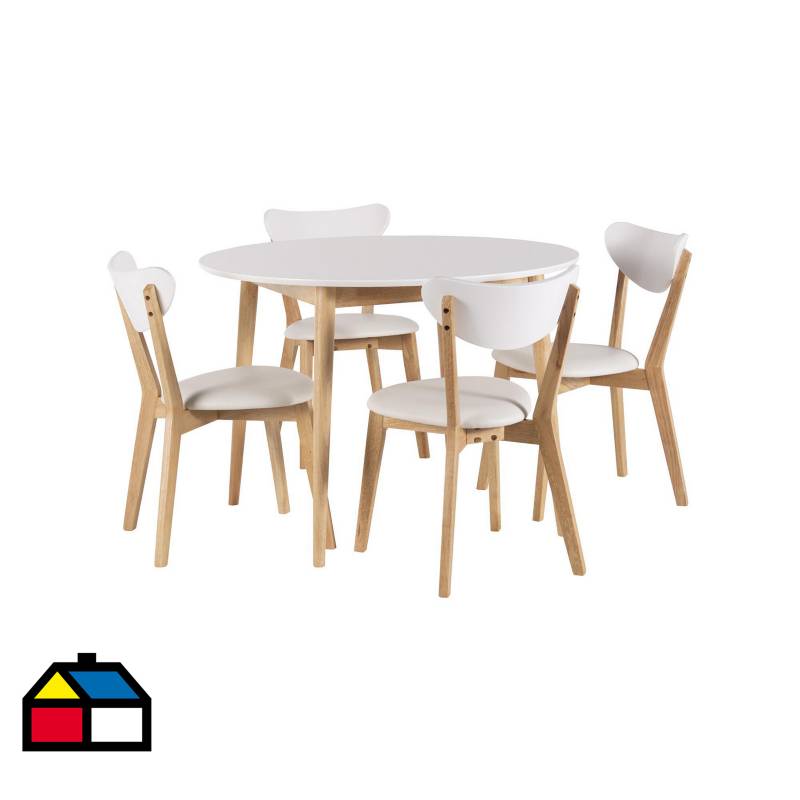 JUST HOME COLLECTION - Comedor 105x105x75 cm Rubberwood 4 sillas