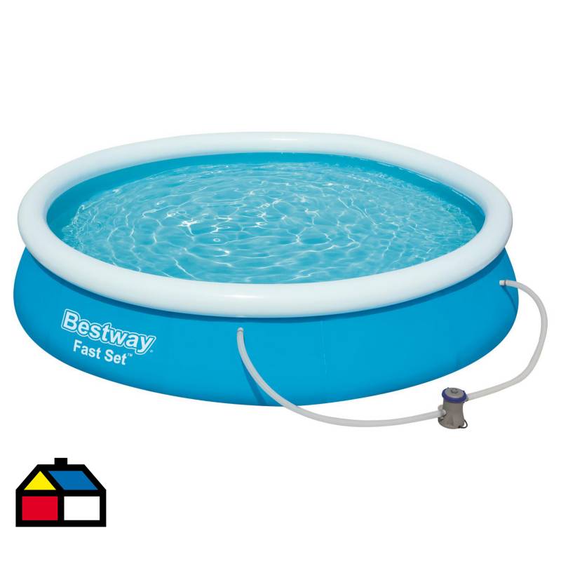 BESTWAY - Set piscina borde inflable 366x76 cm + bomba 330 gl