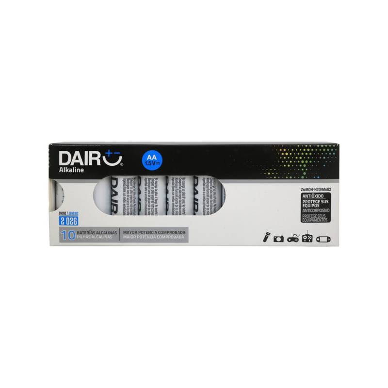 DAIRU - Pack de 10 pilas alcalinas AA 1.5V