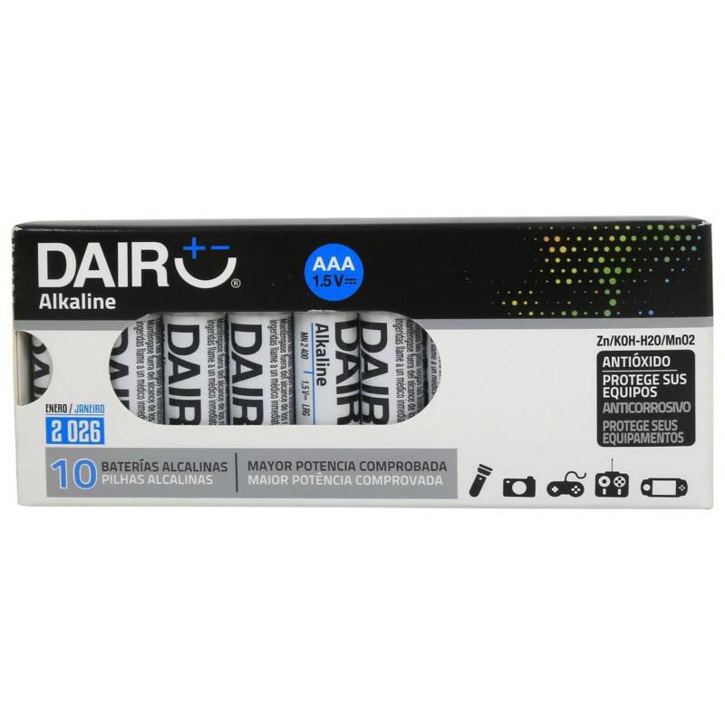 DAIRU - Pack de 10 pilas alcalinas AAA 1.5V