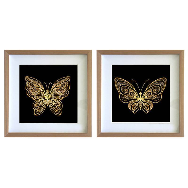 PAPEL ILUSTRADO - Set 2 cuadros 40x40 cm marco mariposa