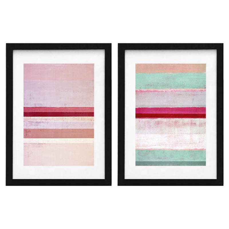 PAPEL ILUSTRADO - Set 2 cuadros 40x50 cm marco  abstracto rosa
