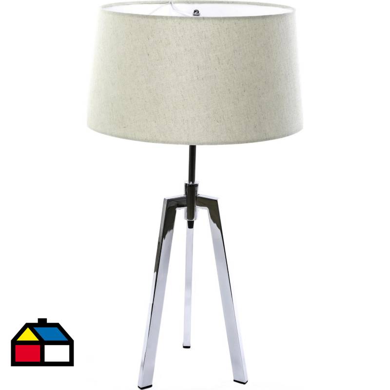  - Lámpara de mesa treo cromo con pantalla tela cruda E27 40W