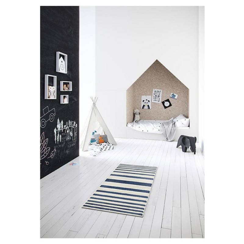 JUST HOME COLLECTION - Bajada de cama reflex rayas 60x115 cm azul