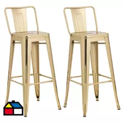 JUST HOME COLLECTION - Set de 2 sillas bar dorada de metal