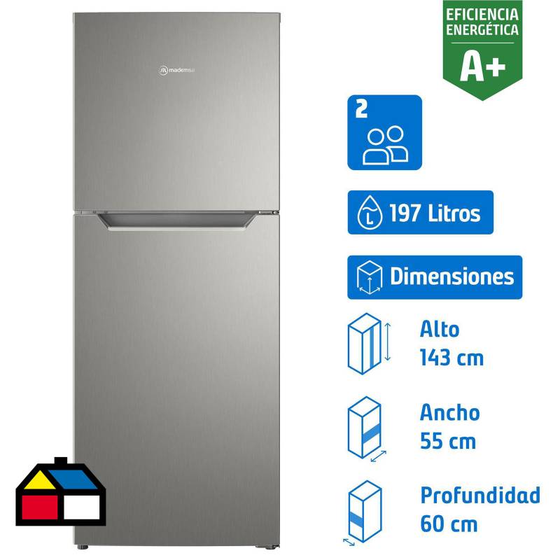MADEMSA - Refrigerador Top Freezer No Frost 197 Litros Inox Altus 1200