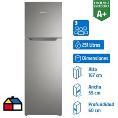 MADEMSA - Refrigerador Top Freezer No Frost 251 Litros Inox Altus 1250